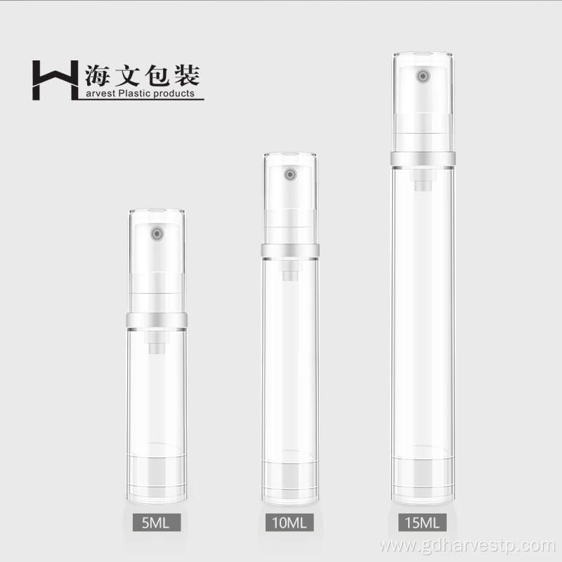 Cosmetic Plastic 15ml Clear Airless Spray Pump Bottle