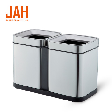 Cubo de basura de reciclaje de doble recipiente de acero inoxidable JAH 430