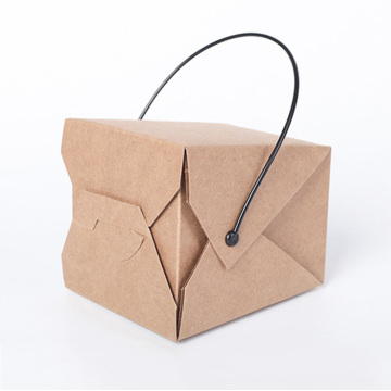 Einweg-Handgriff Kraftpapier Food Takeaway Box