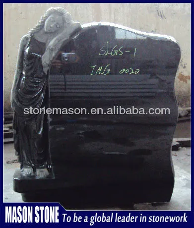 monument russian black granite girl engraved