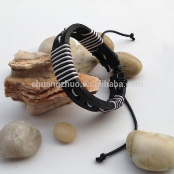 Fashion 2015 new design of hot sales hand woven cow leather bracelet in DongGuan factory