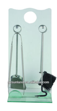 5-pcs fireplace tools set,tempered glass panel,Stainless steel tools