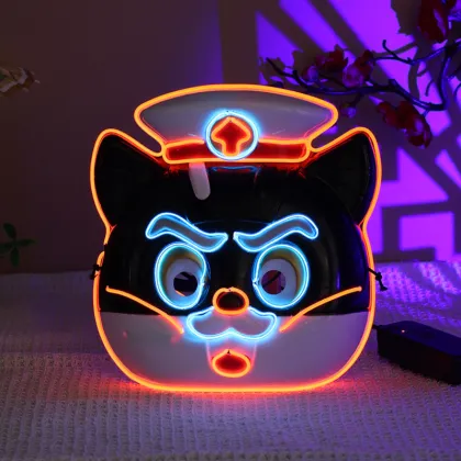 LED Light Up Cartoon Cat Police Party Mask