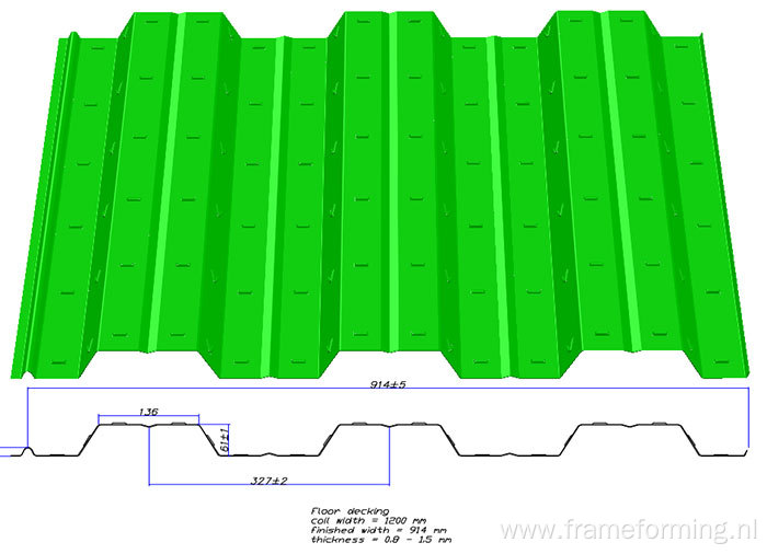 Roof construction floor deck roll forming machine