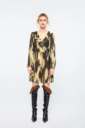 Elegant Mustard Green Classic Dress for Women