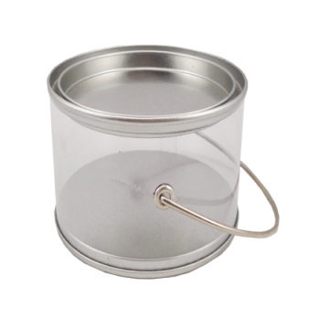 with handle tin lid packing food candy round plastic pvc bucket