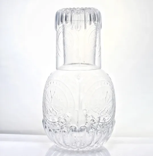 Stocked embossed glass Bedside Water Carafe Set