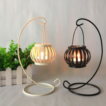 iron art glass lantern pumpkin candlestick