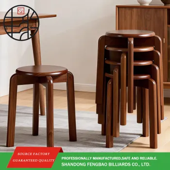 Modern Solid Wood Stool in Natural Walnut Shade