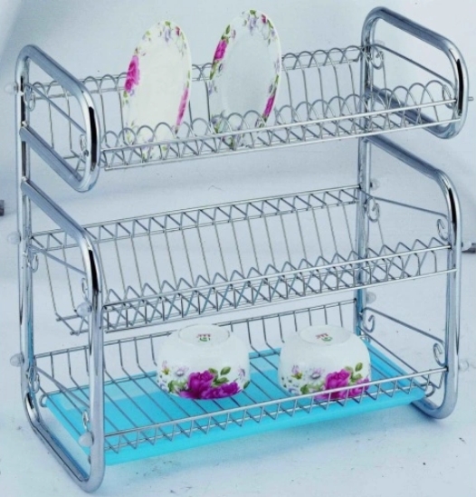 3 طبقة رف الطبق والتصريف 3 tier dish rack and drainer