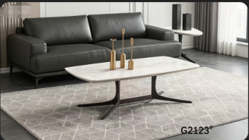 Sintered Stone Top Black Metal Coffee Table