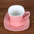 6OZ Pink Woven pattern cup and saucer