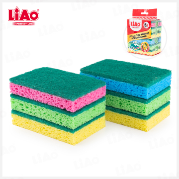 LiAo Cellulose Sponge Scouring Pad – 6 PCS