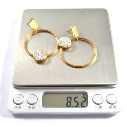 Clay Shamballa Crystal Earring Gold Stud Earrings For Lady