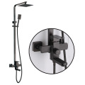 Square matte black shower facuet set stainless steel