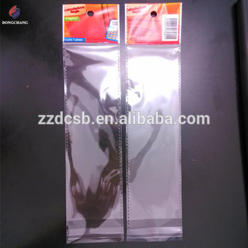 Plastic printed custom opp bag for packaging with hanging header and self adhesive tape