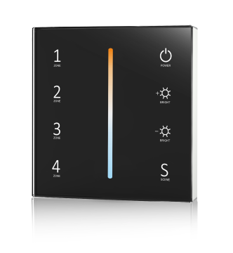 Skydance T12-1 RF Wireless CCT Tunable Wall Panel Remote with Touch Panel for 4-Zone Dual Color LED Light Control