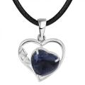 Sodalite Love Heart Birthstone Pendant Gemstone Necklaces for Women