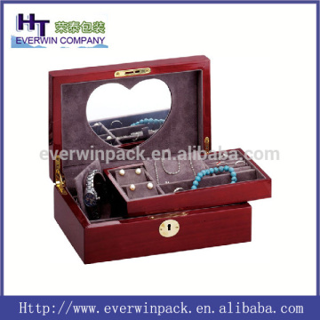 Made in China luxury wooden jewelry boxes with mirror