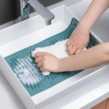 Silicone Scrubboards Household Folding Washboard With Suction Cup Non-Slip Soft Washboard Household Clean Mat Clothes Washboard