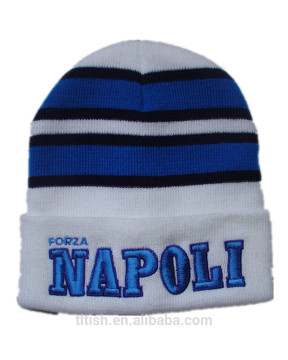 China Factory Wholesale Promotional Custom Embroidered Football Fans Beanie Hat