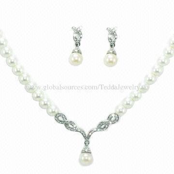 Imitation pearl jewelry sets, made of alloy and imitation pearls