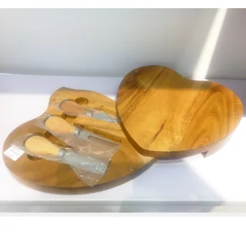 Heart shape wooden cheese board