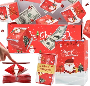 Folding Bouncing Bouncing लाल लिफाफा उपहार बॉक्स confetti के साथ