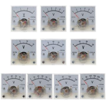 91C4 DC Voltmeter Analog Panel Voltage Meter Mechanical Pointer Type 3/5/10/15/20/30/50/100/150/250V