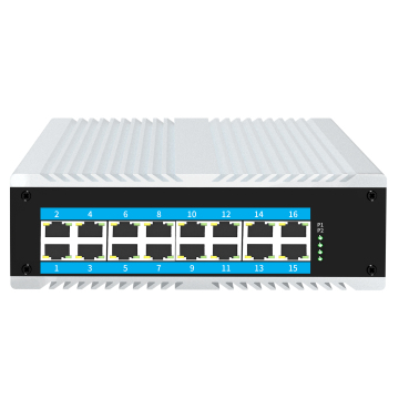 Interrupteur de rail DIN industriel non géré à 16 ports avec SNMP, QoS, LACP