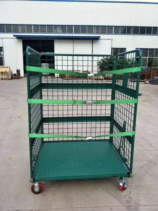 Steel Material Warehouse Folding Logistic Roll Cage Trolley