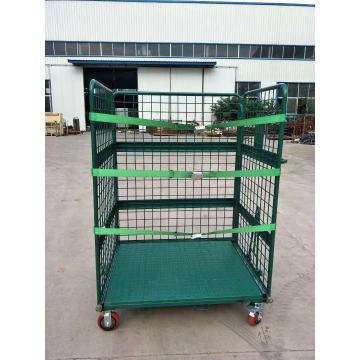 Steel Material Warehouse Folding Logistic Roll Cage Trolley