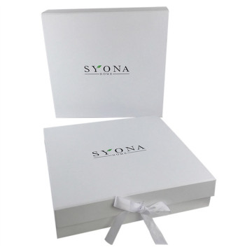 Custom Matte White Gift Box with Ribbon