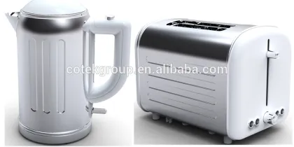 White household appliances of electric kettle and Toaster