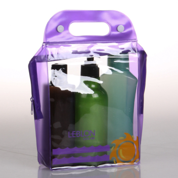 Clear Plastic Ziplock Cosmetic Bag with Zipper Handle Fashionable