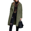 Women's Fuzzy Fleece Lapel Open Outwear