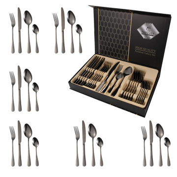 Hot Selling 24 Pcs Colorful Stainless Steel Cutlery Set with Box