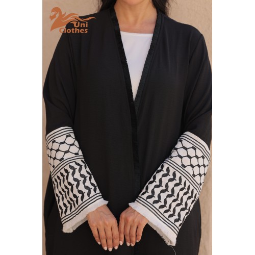 آستین دوزی خط مشکی ژاکت کش باف پشمی Abaya