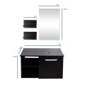 28'' Bathroom Vanity Wall Mount Cabinet Floating Vessel Sink Faucet Mirror Combo US