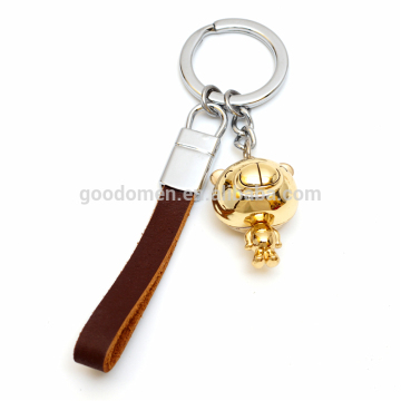 Custom colorful metal & leather car keyring