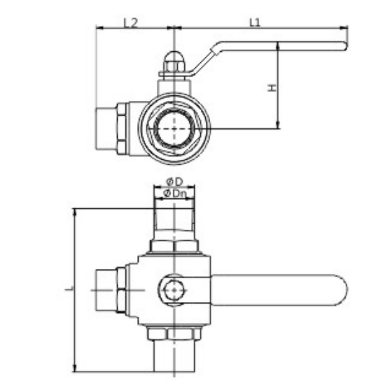 DIN Hygienic Three-Way Ball Valve Weld and Manual