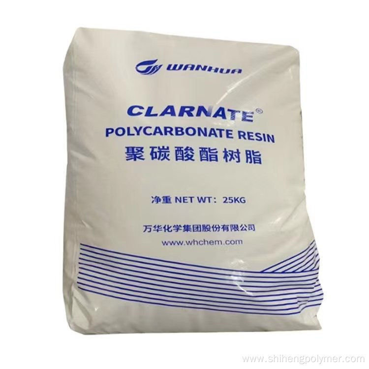 Photodiffused polycarbonate raw material particles