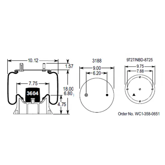 Hendrickson Trailer S2307 Air Bag Suspension with Firestone Rubber Air Spring W013589011