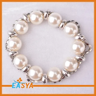 Silver Rhinestone Pearl Bracelet Costume Jewelry