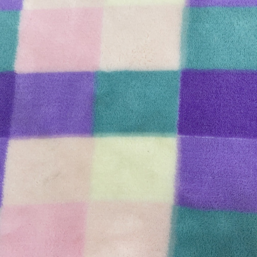 100%Polyester Coral Fleece with Chequer Printing Fabric