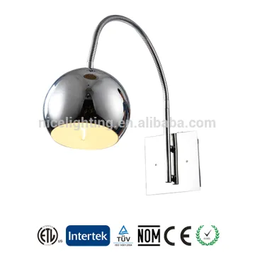 Ball chrome shade bedside wall light /Flexible gooseneck bedtime reading light