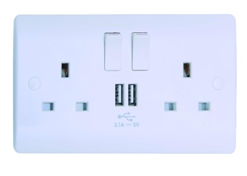 13A 2GANG SWITCHED SOCKET SP+2 USB PORTS