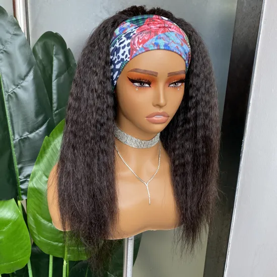 Wholesale 100% Raw Remy Virgin Cuticle Aligned Natural Kinky Straight Glueless Wig