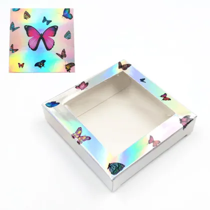 butterfly holographic lash packaging square eyelash boxes