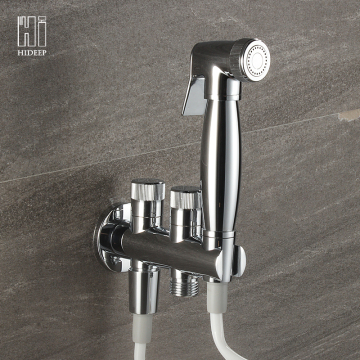 HIDEEP Hand Held Bidet Spray Shower Head Copper Bathroom Valve Brass Bathroom Bidet Sprayer Jet Tap & Holder & Hose